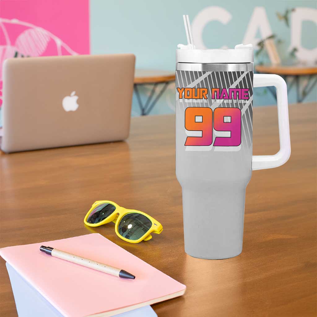 Personalized Nobara Kugisaki Jujutsu Kaisen Tumbler With Handle with Pink Orange Gradient and Action Kick Pose