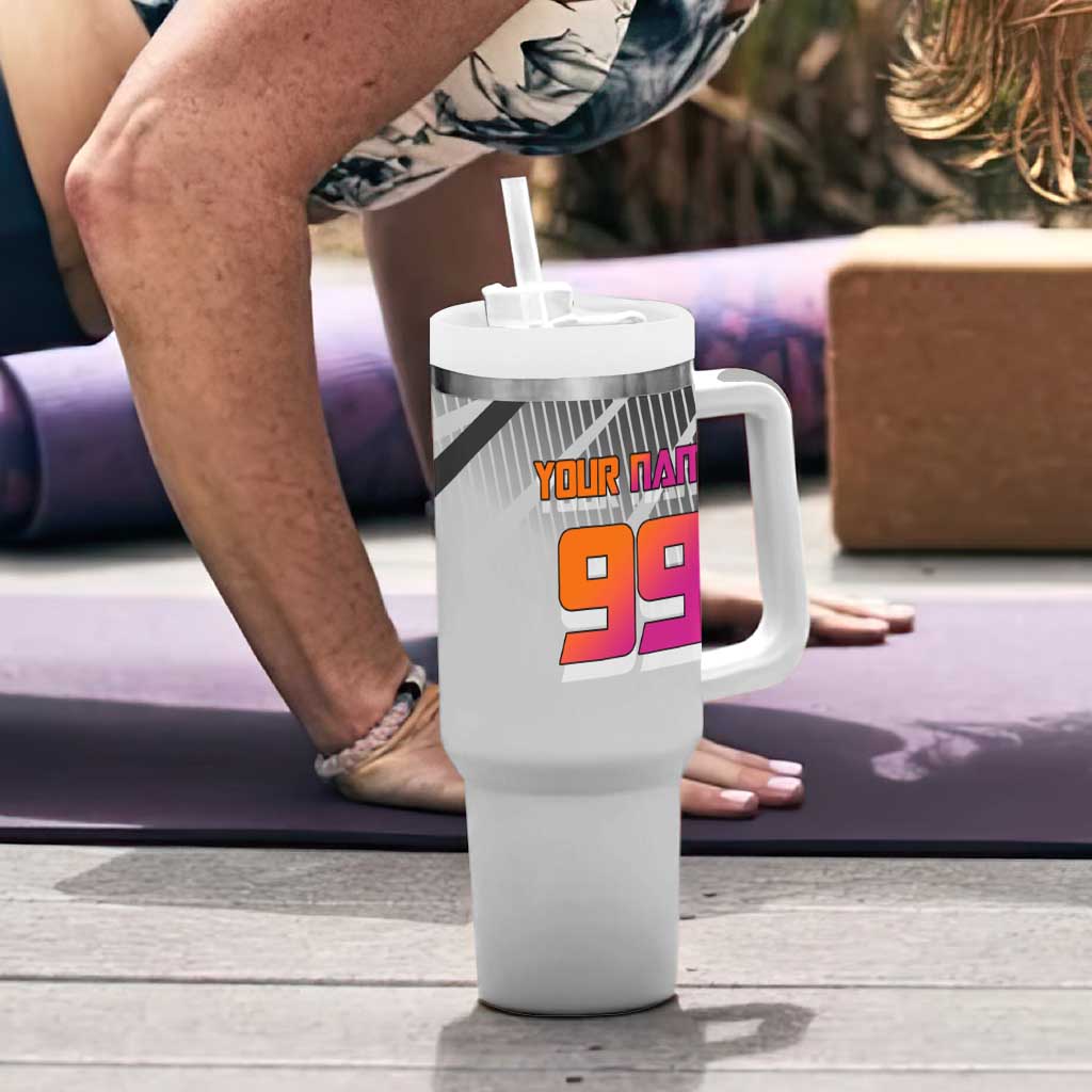 Personalized Nobara Kugisaki Jujutsu Kaisen Tumbler With Handle with Pink Orange Gradient and Action Kick Pose
