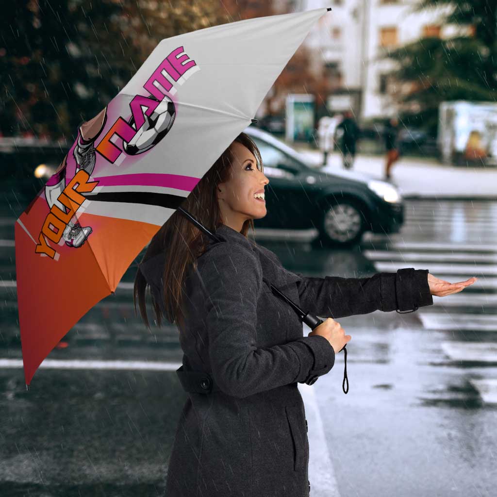 Personalized Nobara Kugisaki Jujutsu Kaisen Umbrella with Pink Orange Gradient and Action Kick Pose