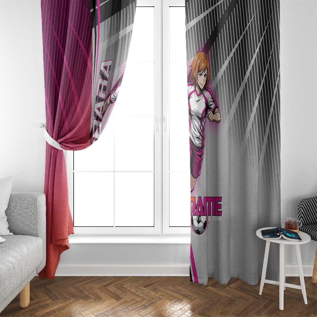 Personalized Nobara Kugisaki Jujutsu Kaisen Window Curtain with Pink Orange Gradient and Action Kick Pose