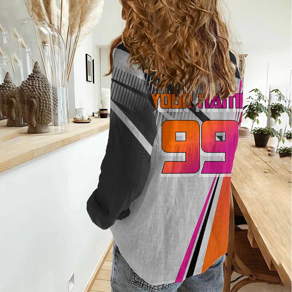 Personalized Nobara Kugisaki Jujutsu Kaisen Women Casual Shirt with Pink Orange Gradient and Action Kick Pose