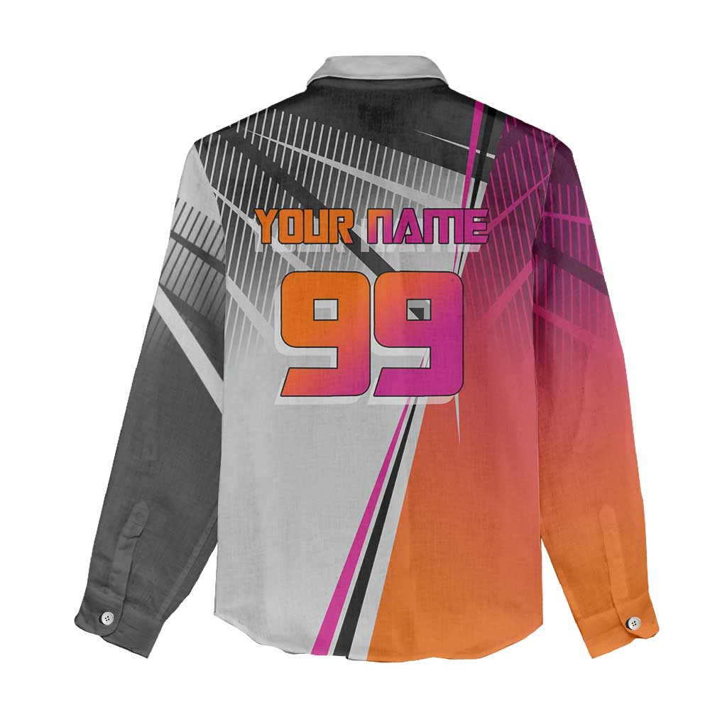 Personalized Nobara Kugisaki Jujutsu Kaisen Women Casual Shirt with Pink Orange Gradient and Action Kick Pose