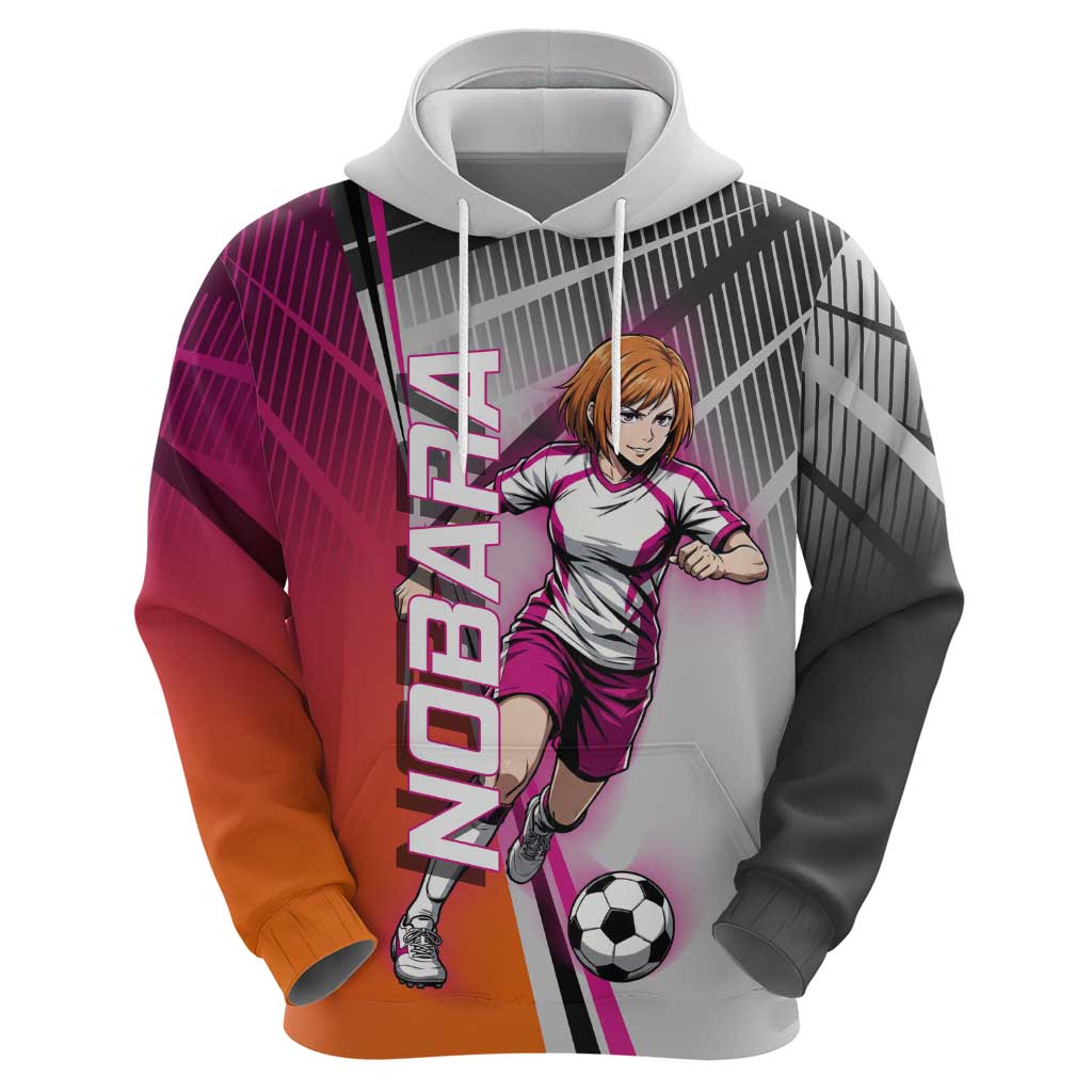 Personalized Nobara Kugisaki Jujutsu Kaisen Zip Hoodie with Pink Orange Gradient and Action Kick Pose