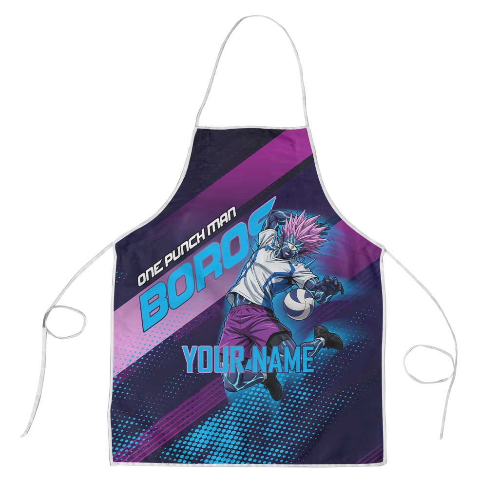 Personalized Boros Volleyball Action Design Apron With a dynamic sporty style in purple and blue.