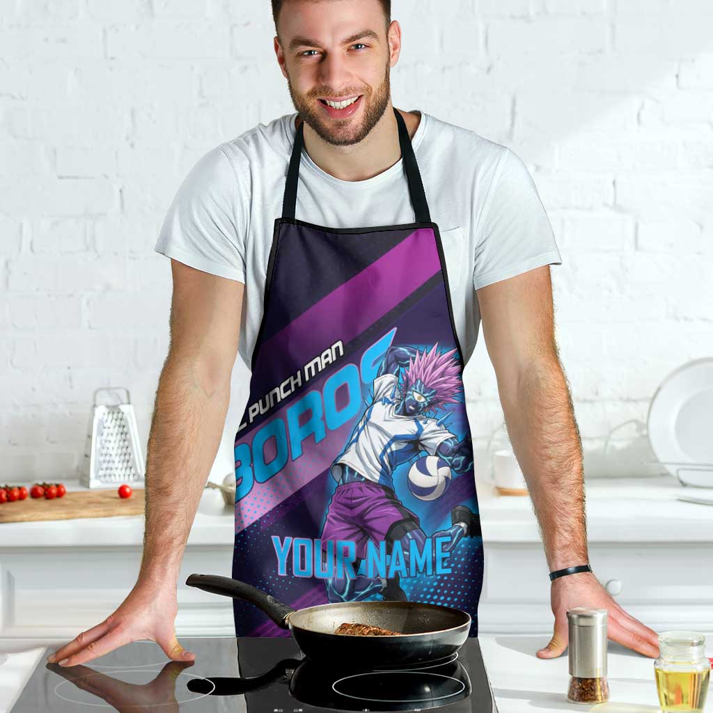 Personalized Boros Volleyball Action Design Apron With a dynamic sporty style in purple and blue.