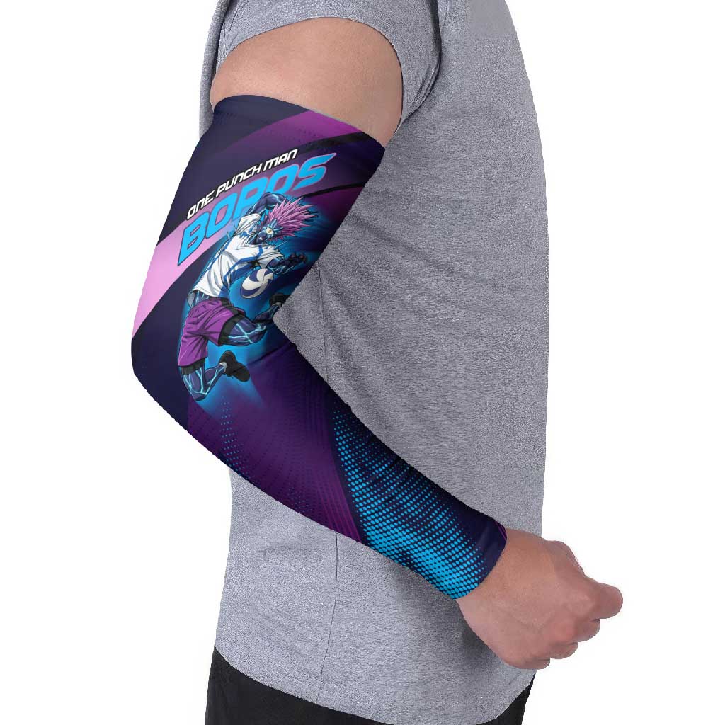 Personalized Boros Volleyball Action Design Arm Sleeves With a dynamic sporty style in purple and blue.