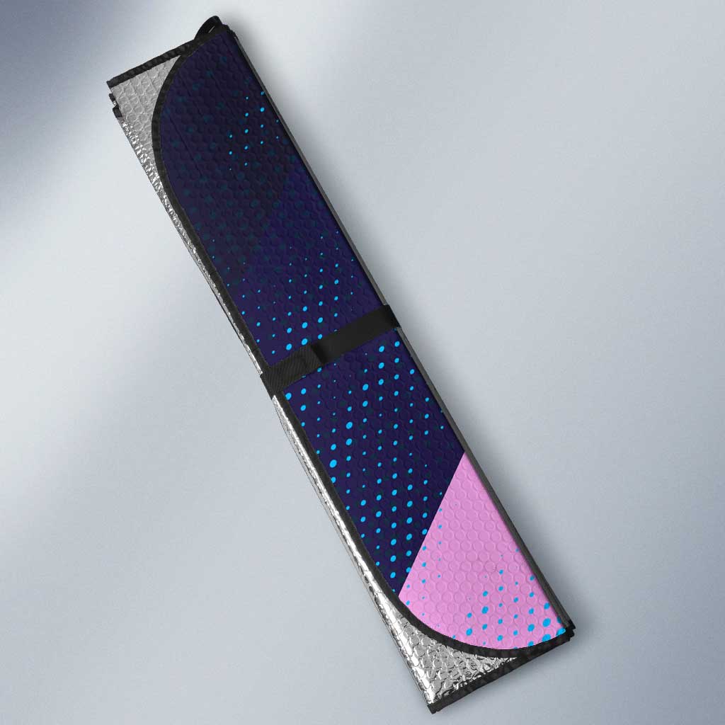 Personalized Boros Volleyball Action Design Auto Sun Shade With a dynamic sporty style in purple and blue.