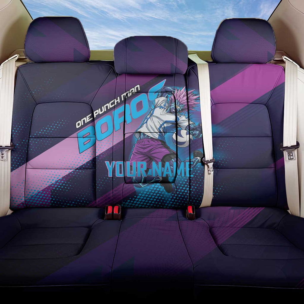 Personalized Boros Volleyball Action Design Back Car Seat Cover With a dynamic sporty style in purple and blue.