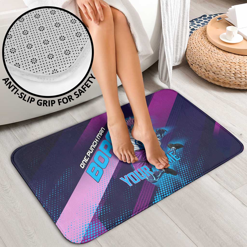 Personalized Boros Volleyball Action Design Bathroom Set With a dynamic sporty style in purple and blue.