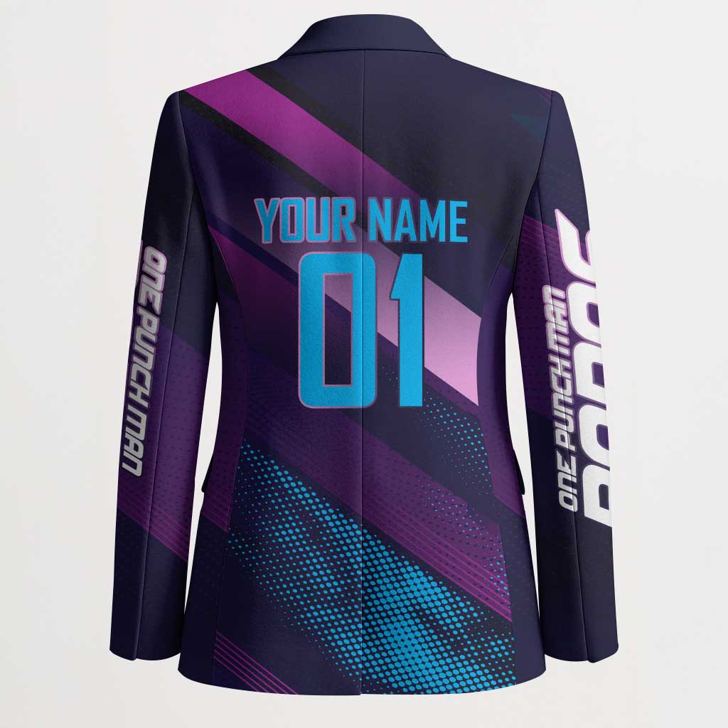 Personalized Boros Volleyball Action Design Blazer With a dynamic sporty style in purple and blue.