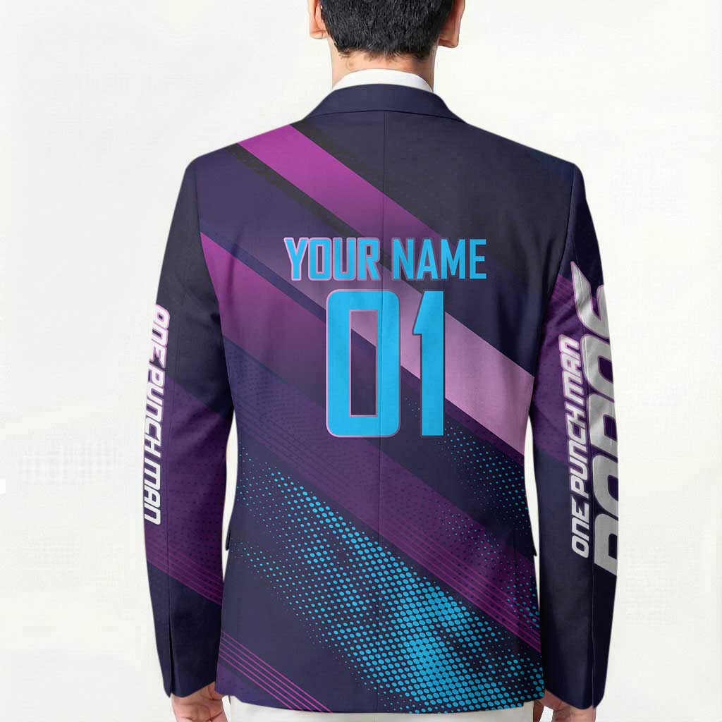 Personalized Boros Volleyball Action Design Blazer With a dynamic sporty style in purple and blue.
