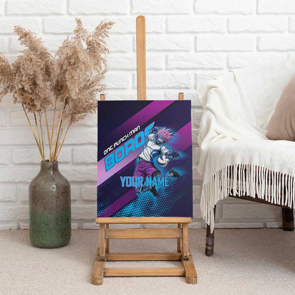 Personalized Boros Volleyball Action Design Canvas Wall Art With a dynamic sporty style in purple and blue.