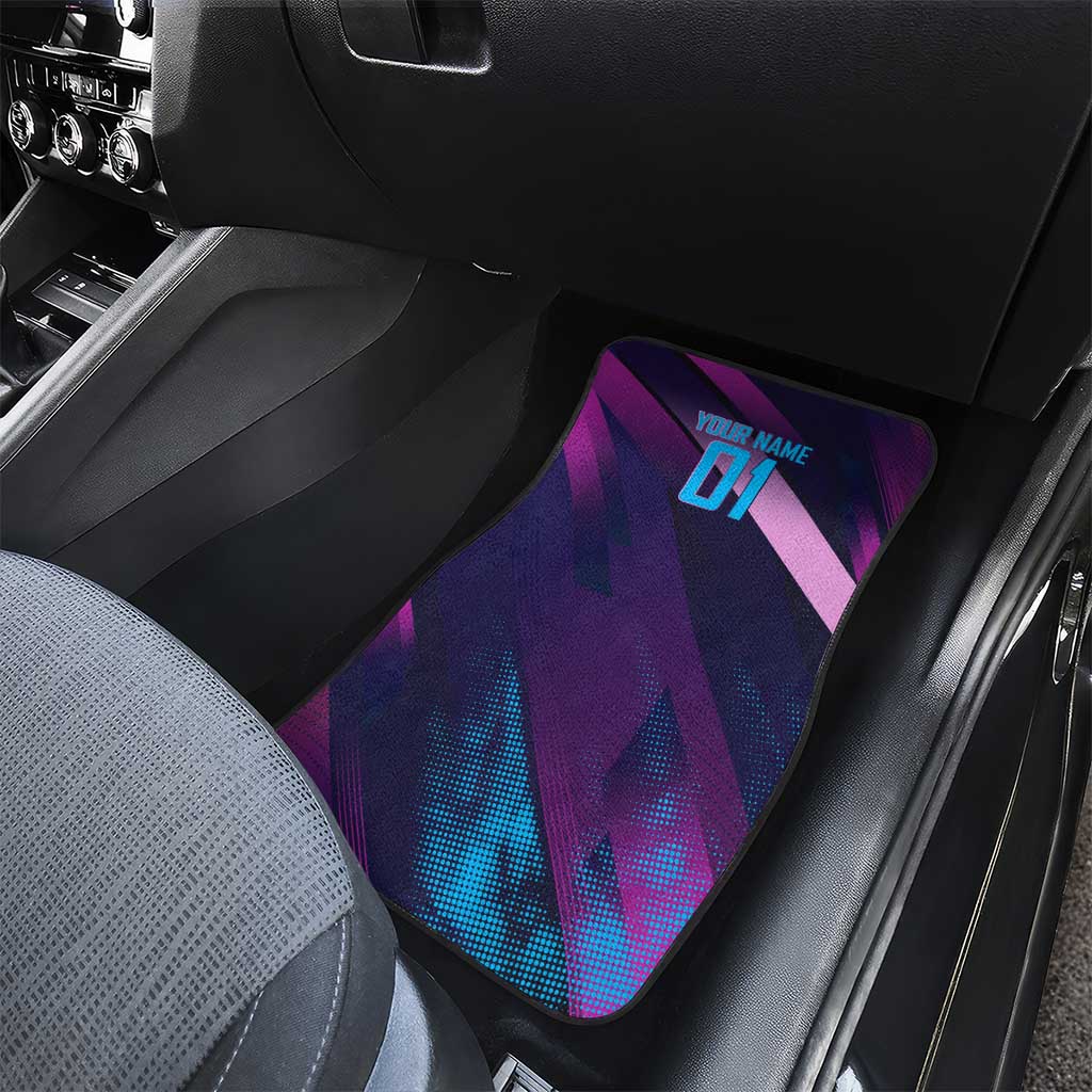 Personalized Boros Volleyball Action Design Car Mats With a dynamic sporty style in purple and blue.