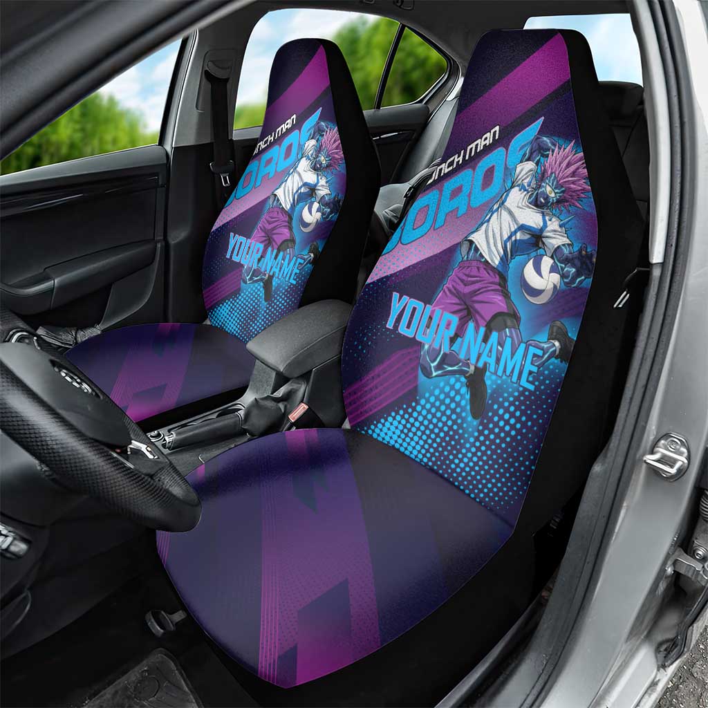 Personalized Boros Volleyball Action Design Car Seat Cover With a dynamic sporty style in purple and blue.