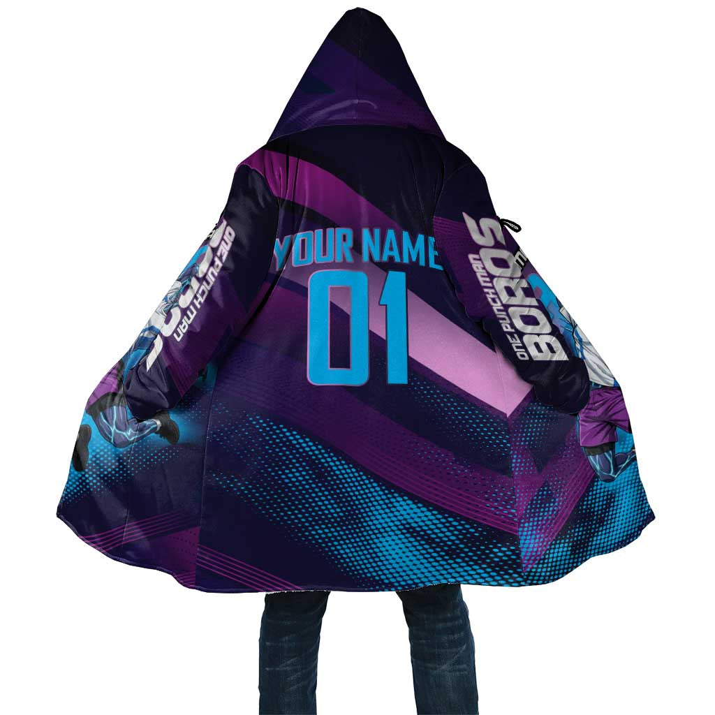 Personalized Boros Volleyball Action Design Cloak With a dynamic sporty style in purple and blue.
