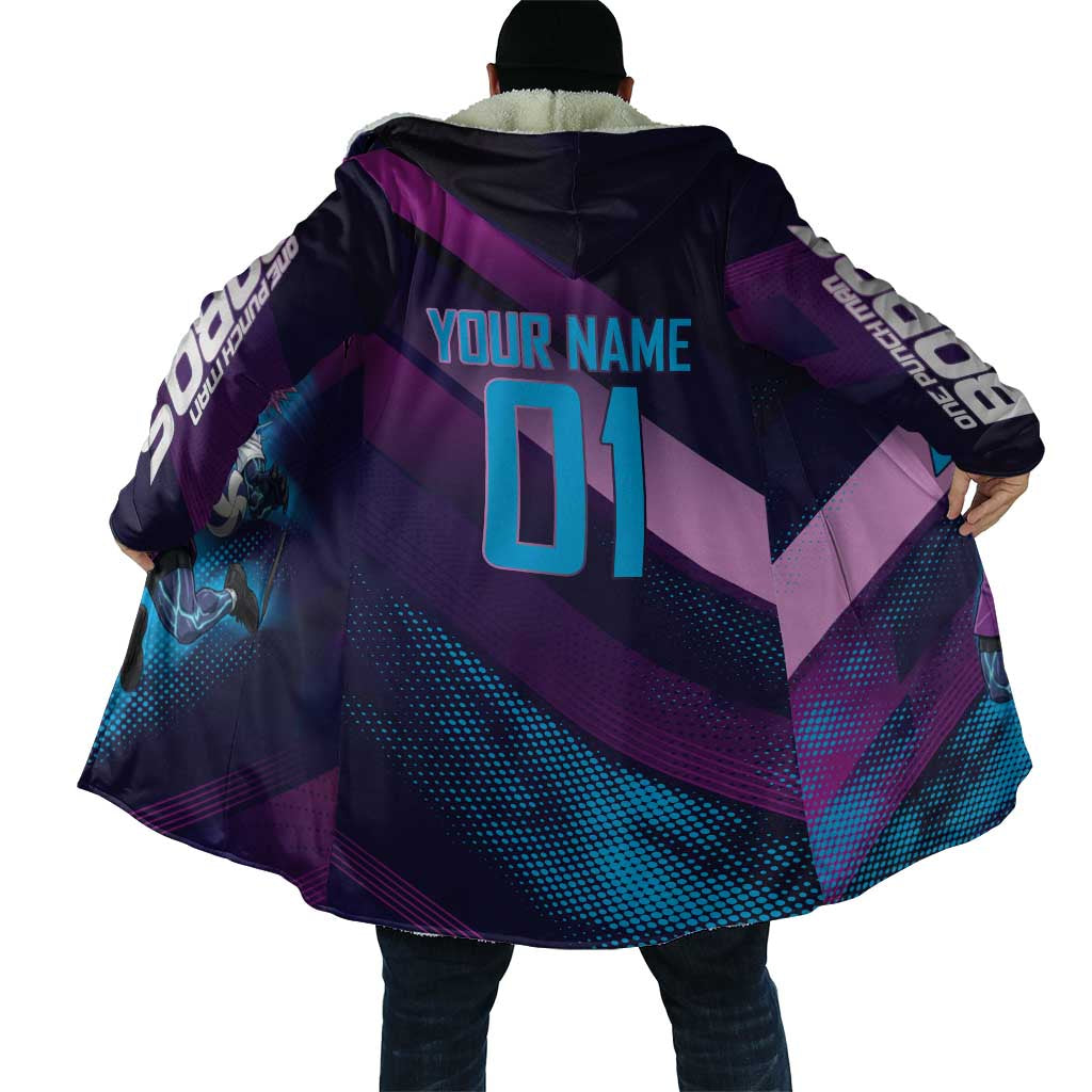 Personalized Boros Volleyball Action Design Cloak With a dynamic sporty style in purple and blue.