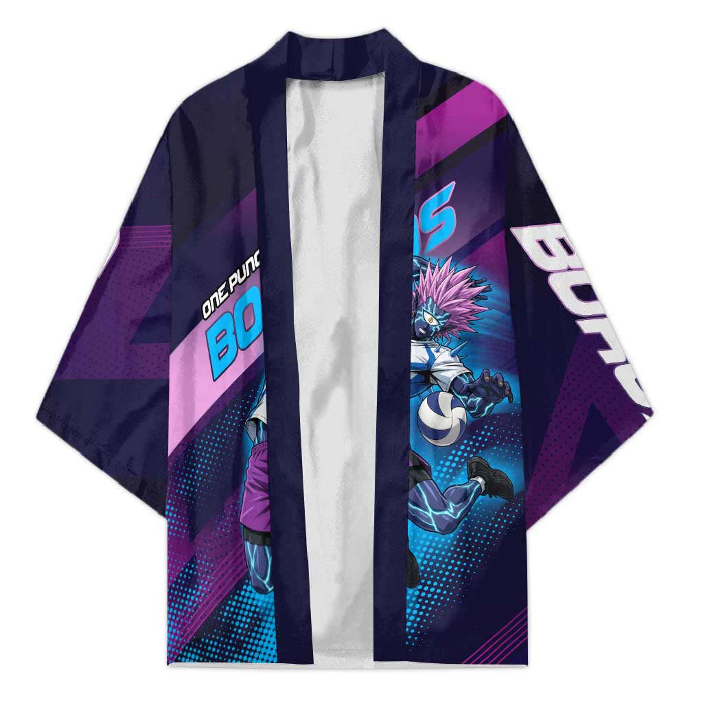 Personalized Boros Volleyball Action Design Kimono With a dynamic sporty style in purple and blue.