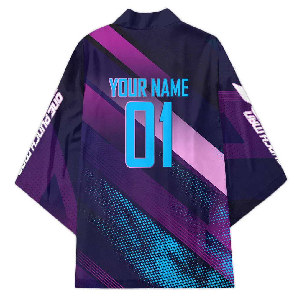 Personalized Boros Volleyball Action Design Kimono With a dynamic sporty style in purple and blue.