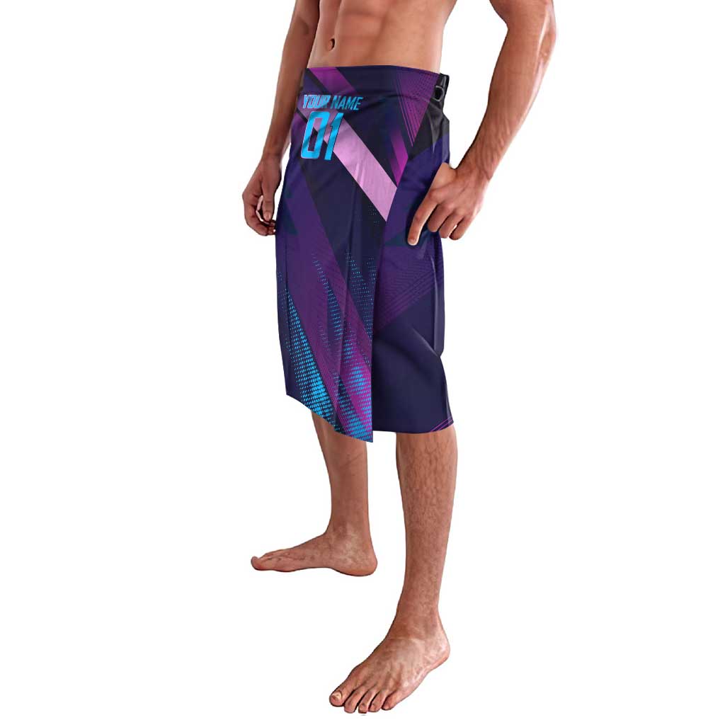 Personalized Boros Volleyball Action Design Lavalava With a dynamic sporty style in purple and blue.