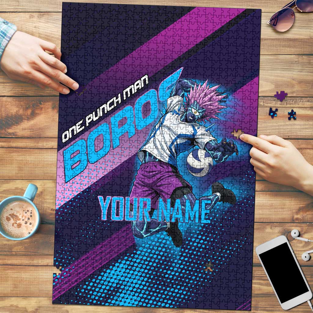 Personalized Boros Volleyball Action Design Puzzle With a dynamic sporty style in purple and blue.