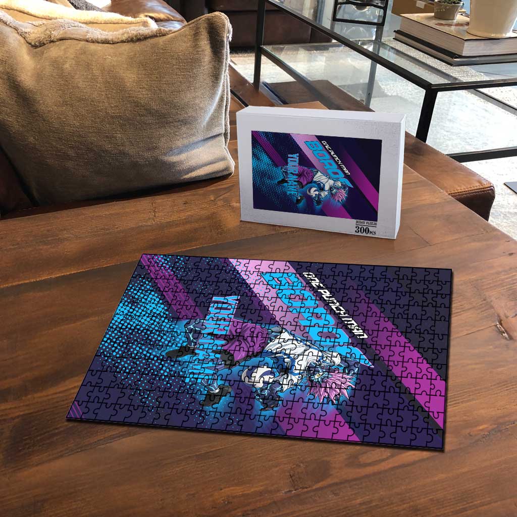 Personalized Boros Volleyball Action Design Puzzle With a dynamic sporty style in purple and blue.