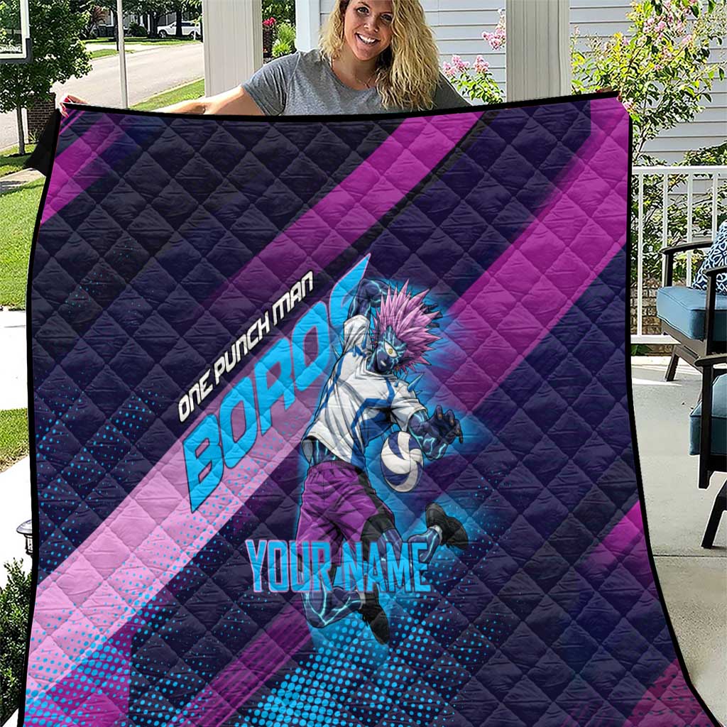 Personalized Boros Volleyball Action Design Quilt With a dynamic sporty style in purple and blue.