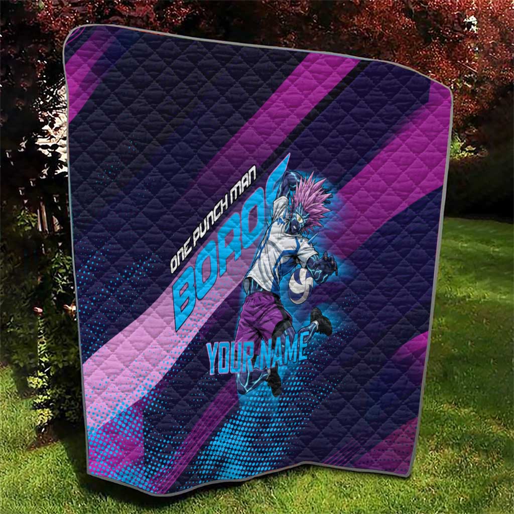 Personalized Boros Volleyball Action Design Quilt With a dynamic sporty style in purple and blue.