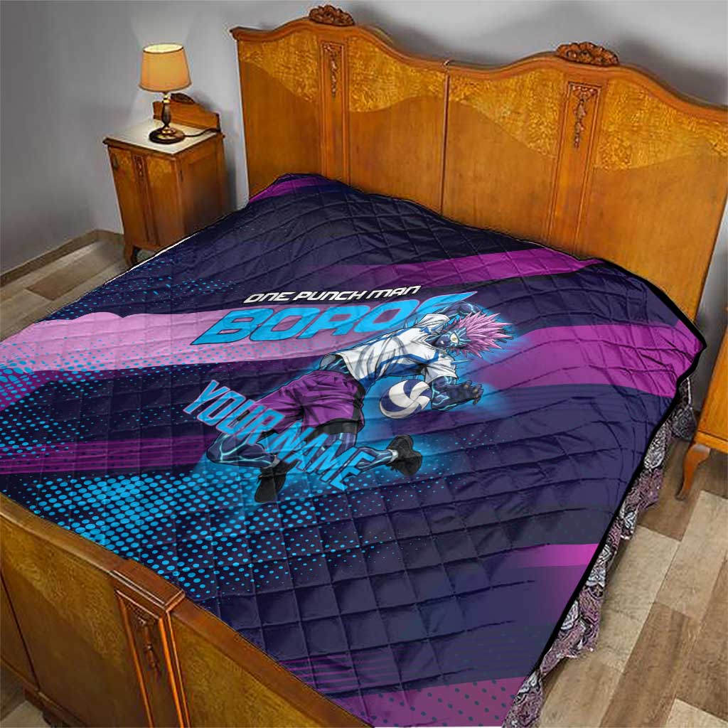 Personalized Boros Volleyball Action Design Quilt With a dynamic sporty style in purple and blue.