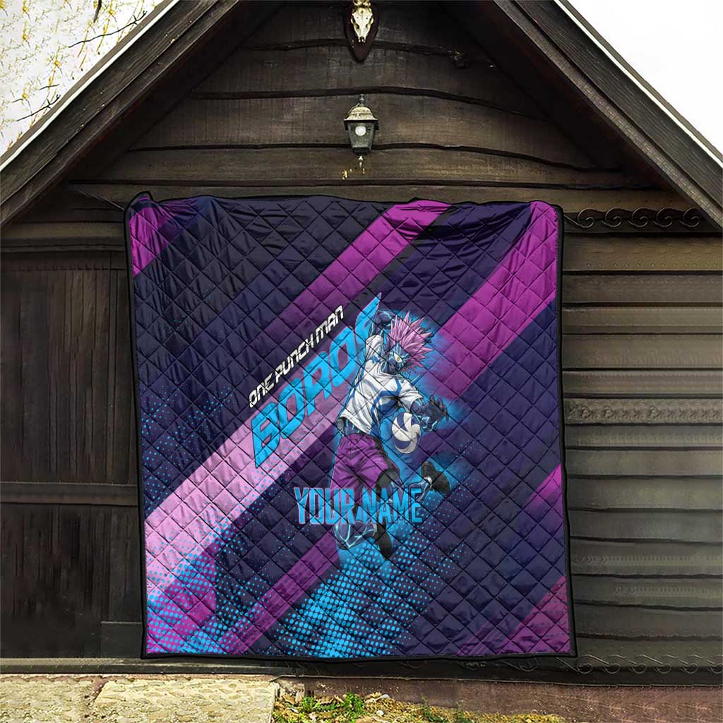 Personalized Boros Volleyball Action Design Quilt With a dynamic sporty style in purple and blue.