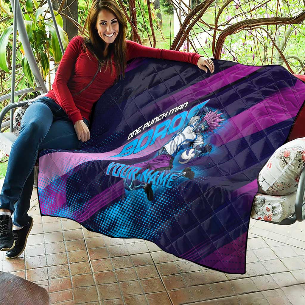 Personalized Boros Volleyball Action Design Quilt With a dynamic sporty style in purple and blue.