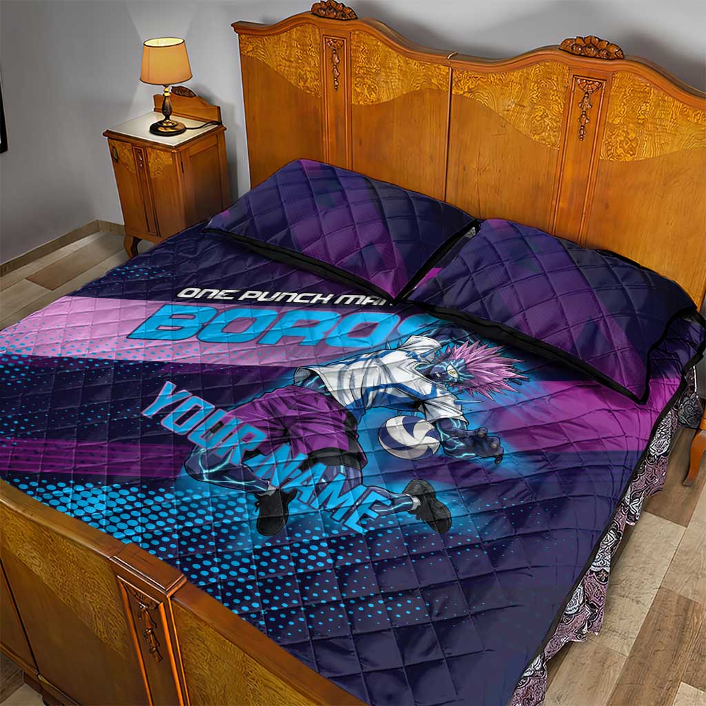 Personalized Boros Volleyball Action Design Quilt Bed Set With a dynamic sporty style in purple and blue.