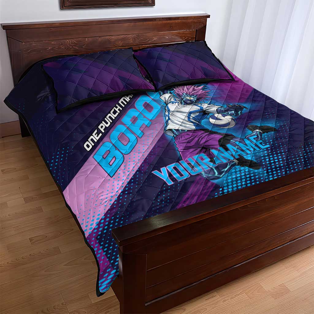 Personalized Boros Volleyball Action Design Quilt Bed Set With a dynamic sporty style in purple and blue.