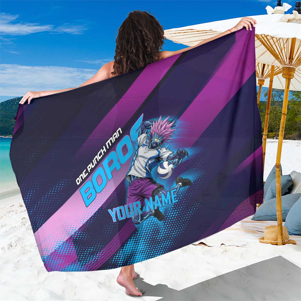 Personalized Boros Volleyball Action Design Sarong With a dynamic sporty style in purple and blue.