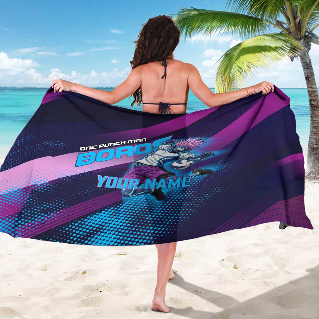 Personalized Boros Volleyball Action Design Sarong With a dynamic sporty style in purple and blue.