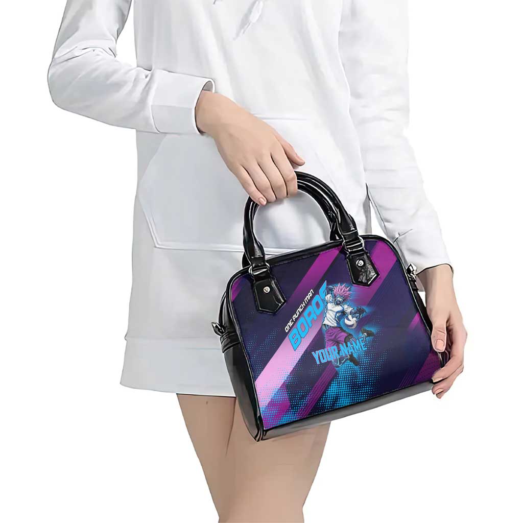 Personalized Boros Volleyball Action Design Shoulder Handbag With a dynamic sporty style in purple and blue.