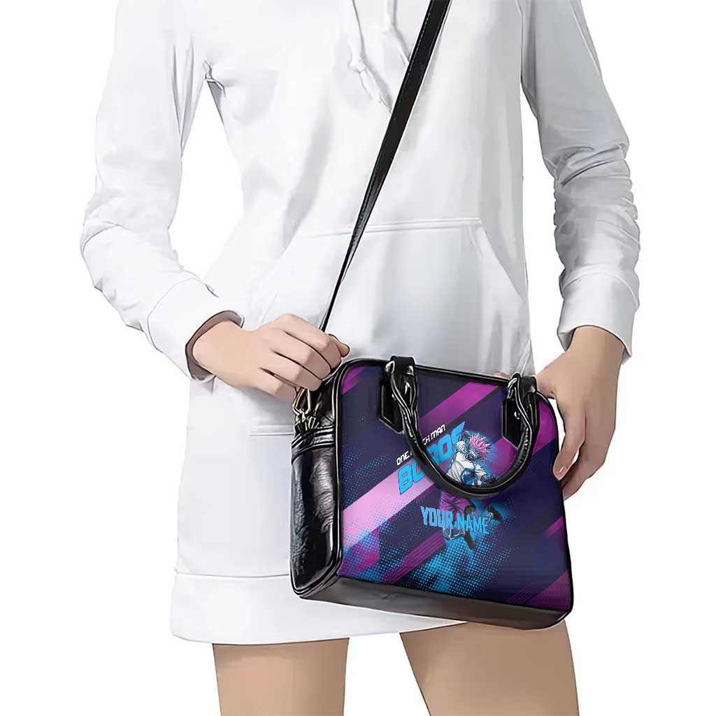Personalized Boros Volleyball Action Design Shoulder Handbag With a dynamic sporty style in purple and blue.
