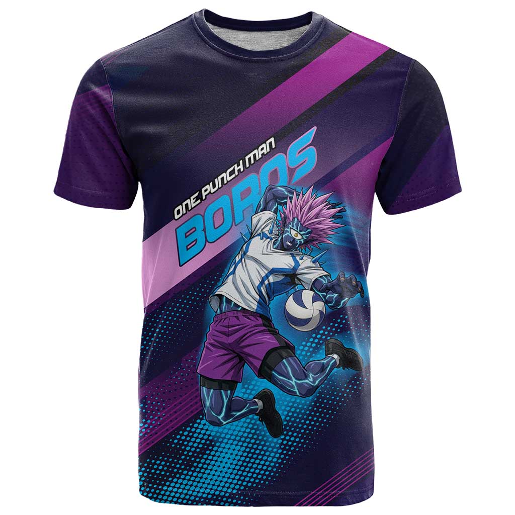 Personalized Boros Volleyball Action Design T Shirt With a dynamic sporty style in purple and blue.
