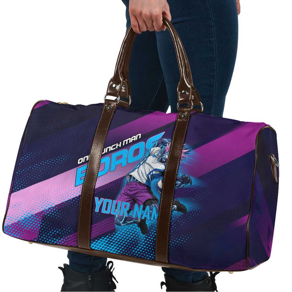 Personalized Boros Volleyball Action Design Travel Bag With a dynamic sporty style in purple and blue.