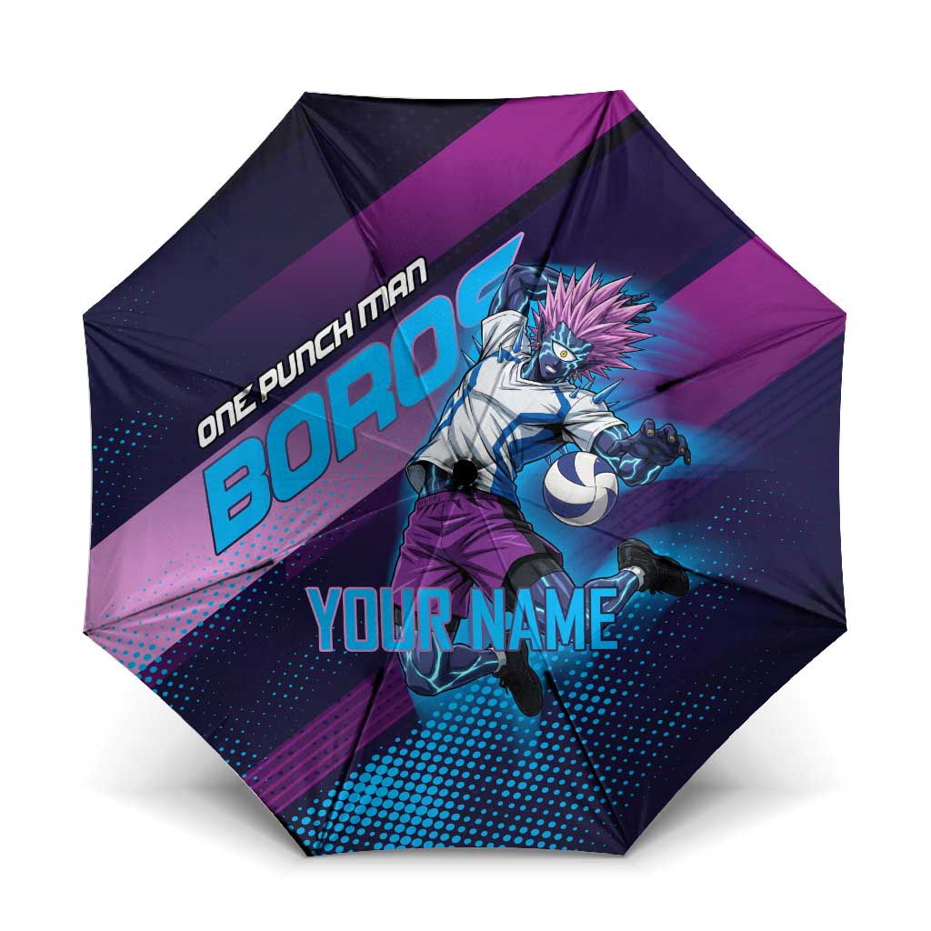 Personalized Boros Volleyball Action Design Umbrella With a dynamic sporty style in purple and blue.