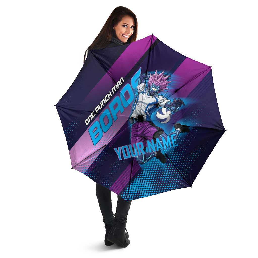 Personalized Boros Volleyball Action Design Umbrella With a dynamic sporty style in purple and blue.