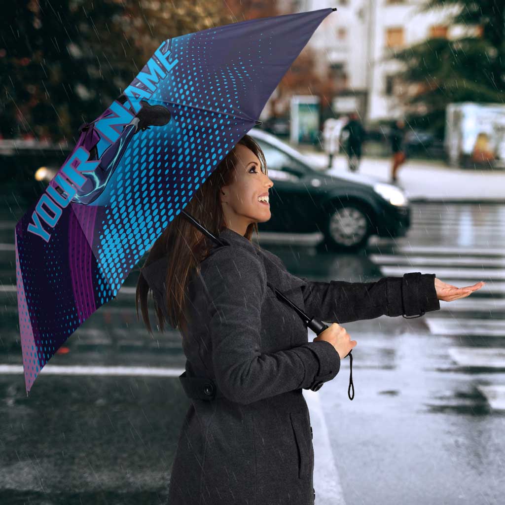 Personalized Boros Volleyball Action Design Umbrella With a dynamic sporty style in purple and blue.