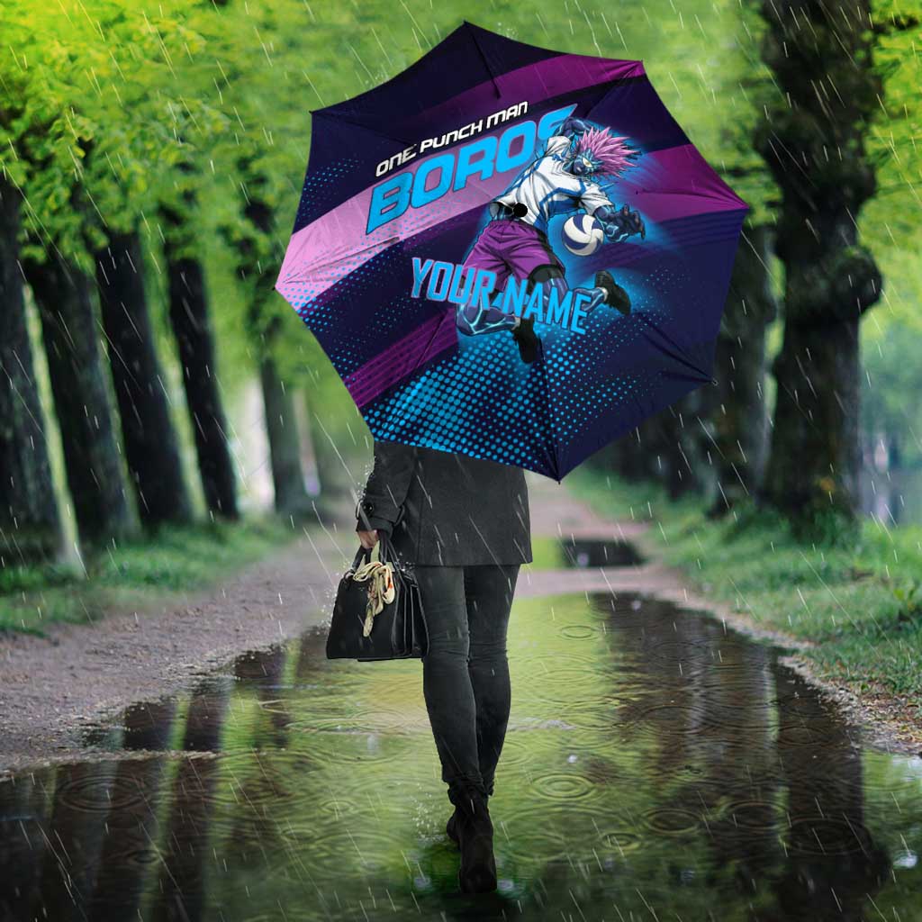 Personalized Boros Volleyball Action Design Umbrella With a dynamic sporty style in purple and blue.