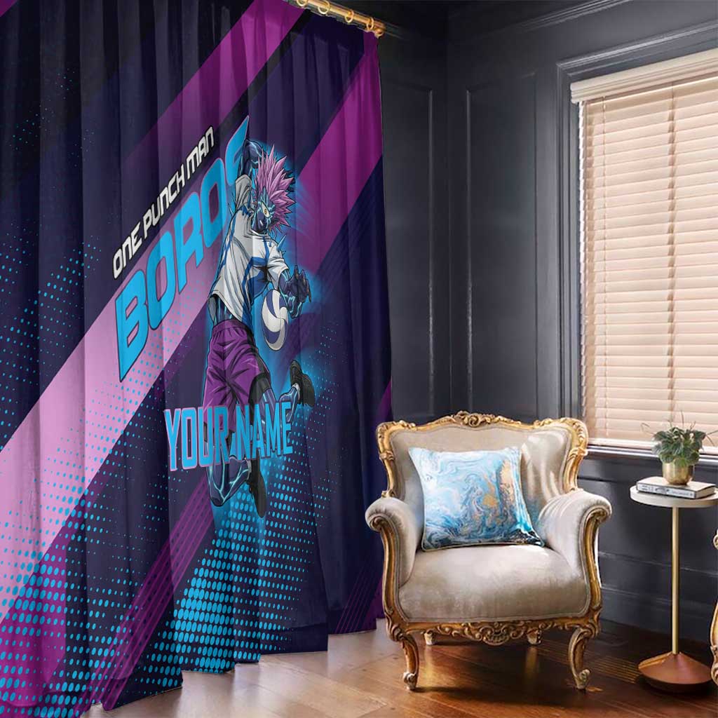 Personalized Boros Volleyball Action Design Window Curtain With a dynamic sporty style in purple and blue.