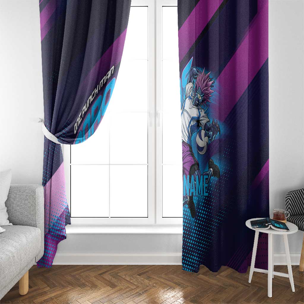 Personalized Boros Volleyball Action Design Window Curtain With a dynamic sporty style in purple and blue.