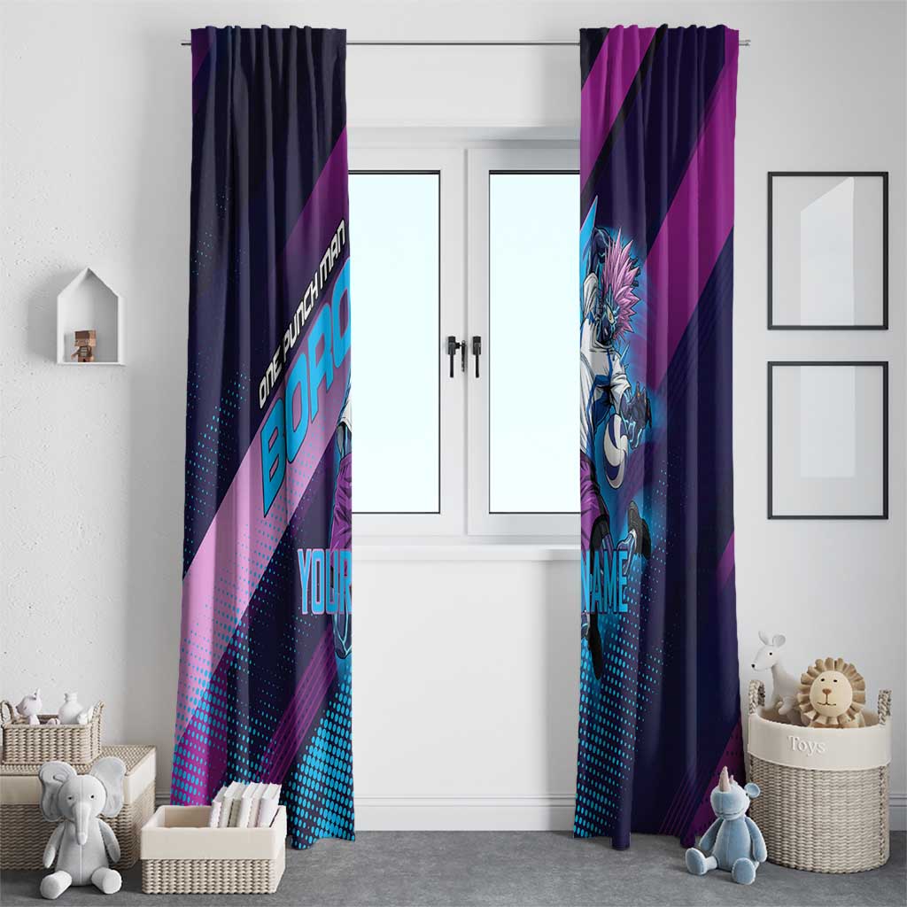 Personalized Boros Volleyball Action Design Window Curtain With a dynamic sporty style in purple and blue.