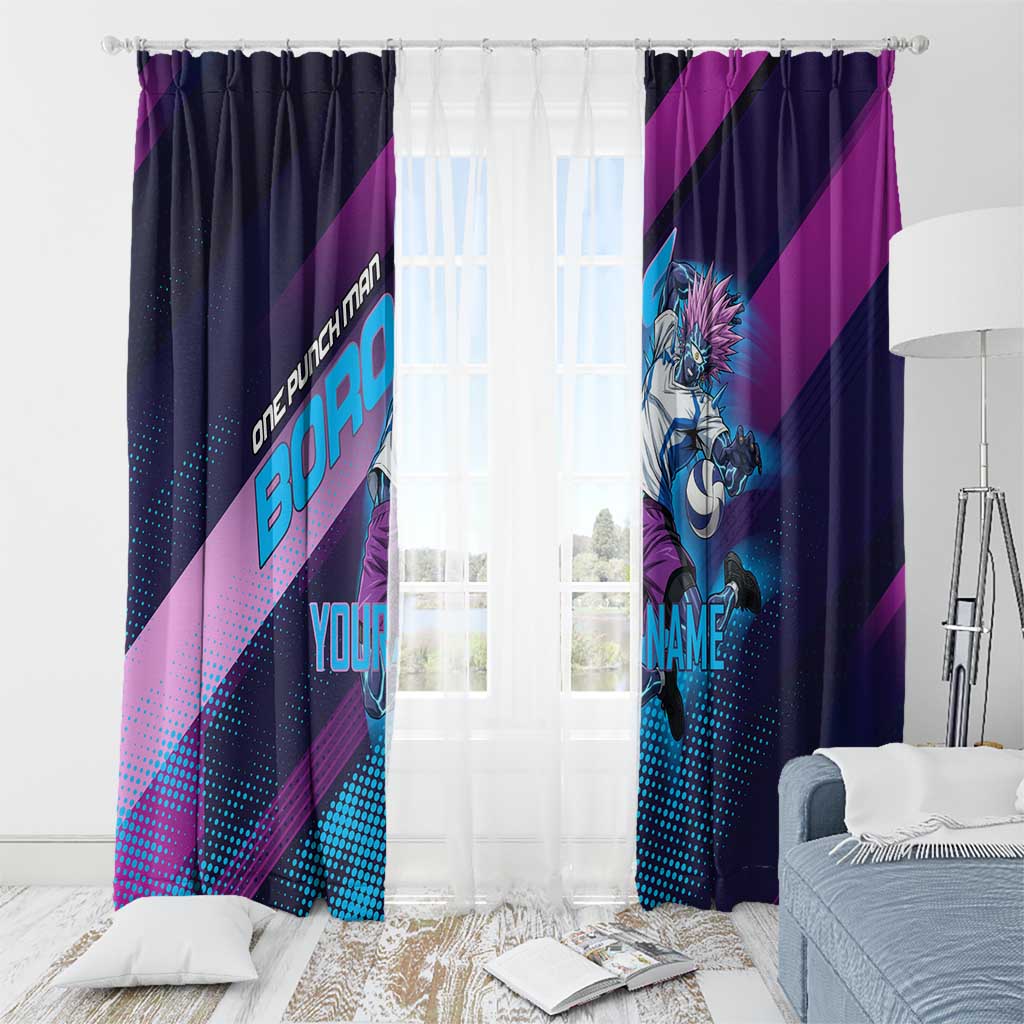 Personalized Boros Volleyball Action Design Window Curtain With a dynamic sporty style in purple and blue.