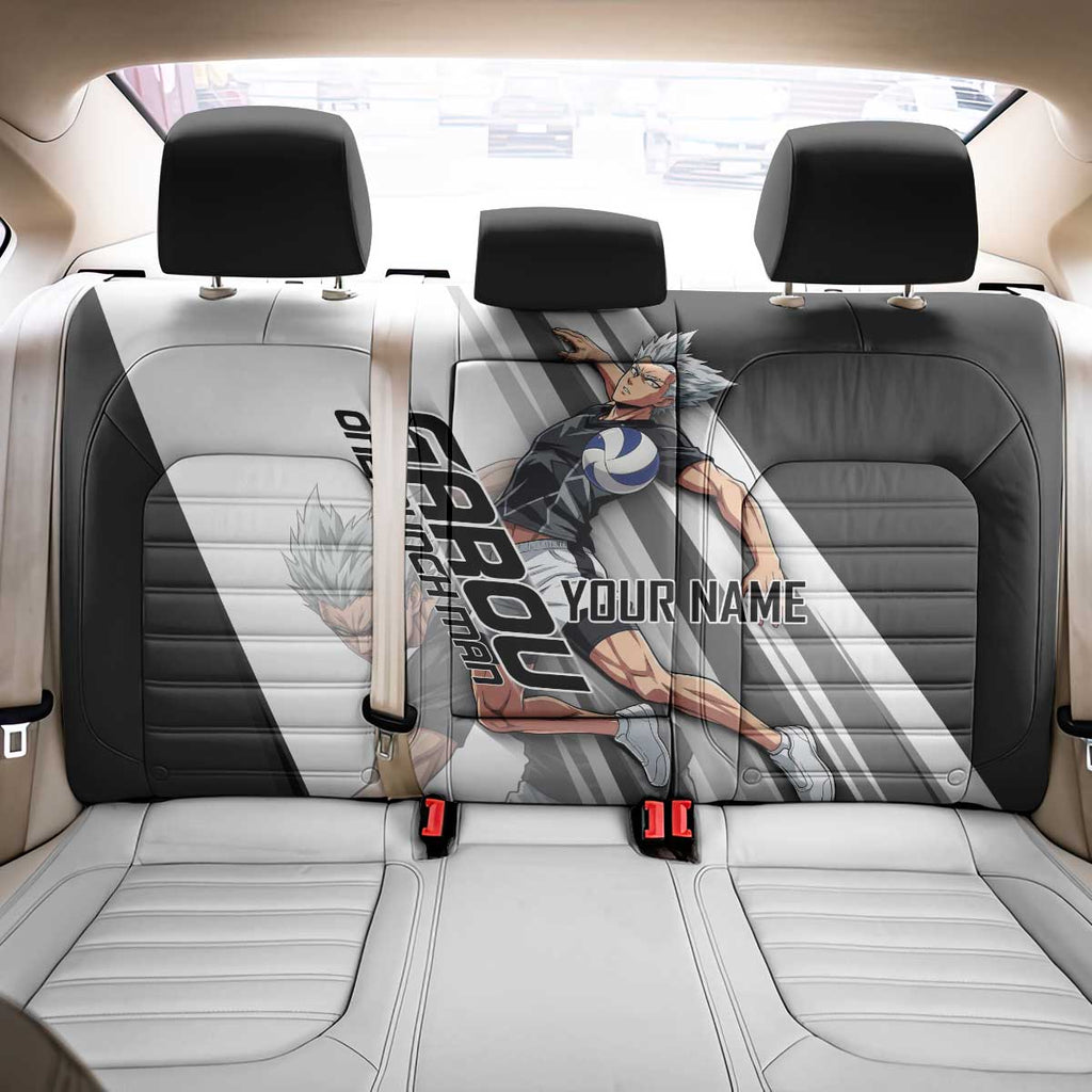 Personalized Garou Volleyball Action Design Back Car Seat Cover with Monochrome Stripes and Dynamic Pose