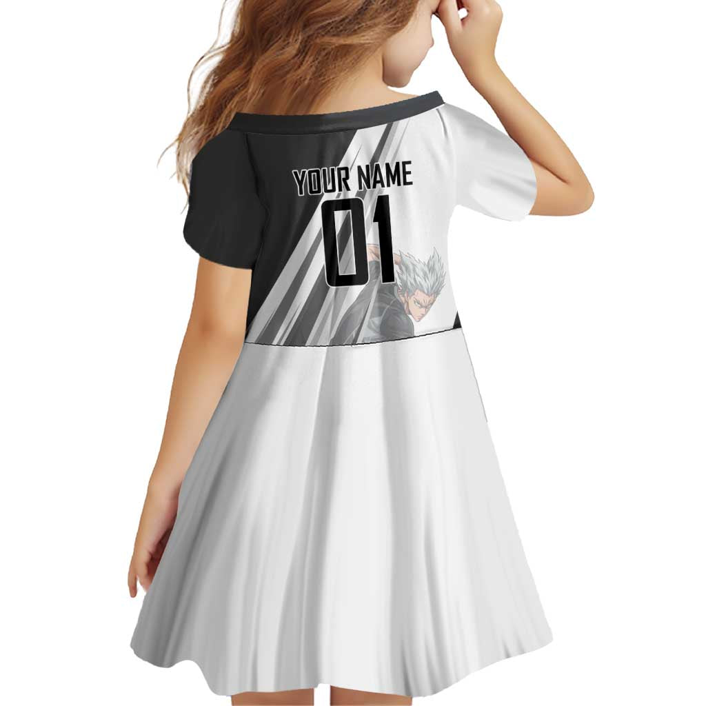 Personalized Garou Volleyball Action Design Family Matching Off Shoulder Short Dress and Hawaiian Shirt with Monochrome Stripes and Dynamic Pose