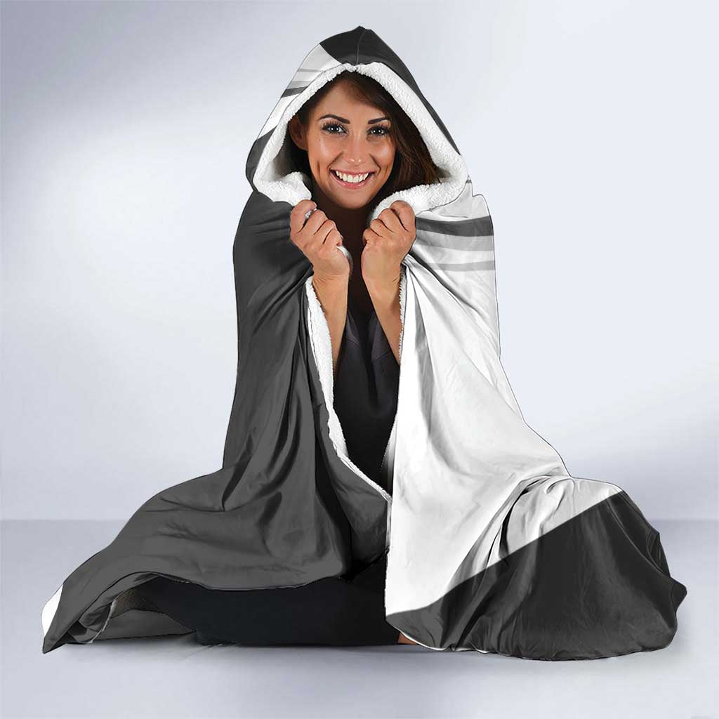 Personalized Garou Volleyball Action Design Hooded Blanket with Monochrome Stripes and Dynamic Pose