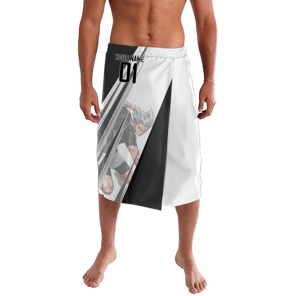 Personalized Garou Volleyball Action Design Lavalava with Monochrome Stripes and Dynamic Pose